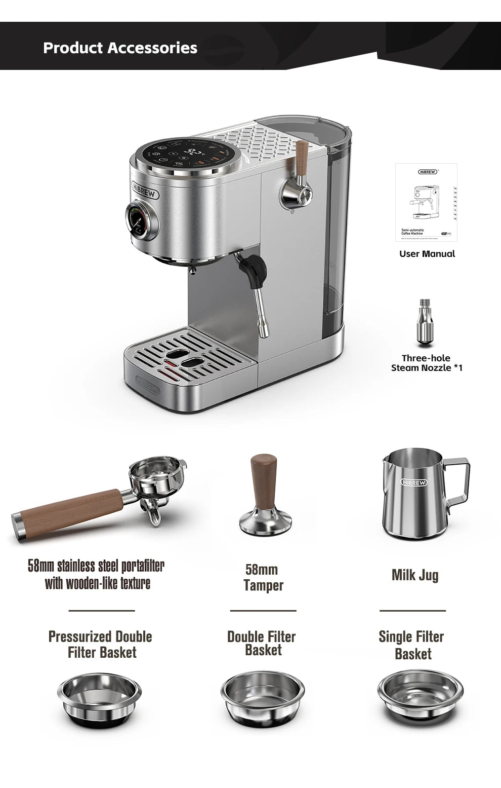 HiBREW H13 20bar Semi-automatic Espresso Machine
