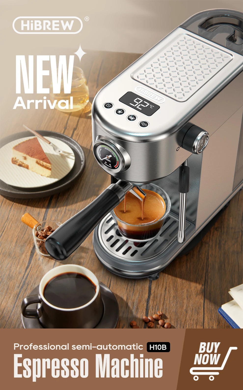 HiBREW H11 20 Bar Semi-Automatic Espresso Machine