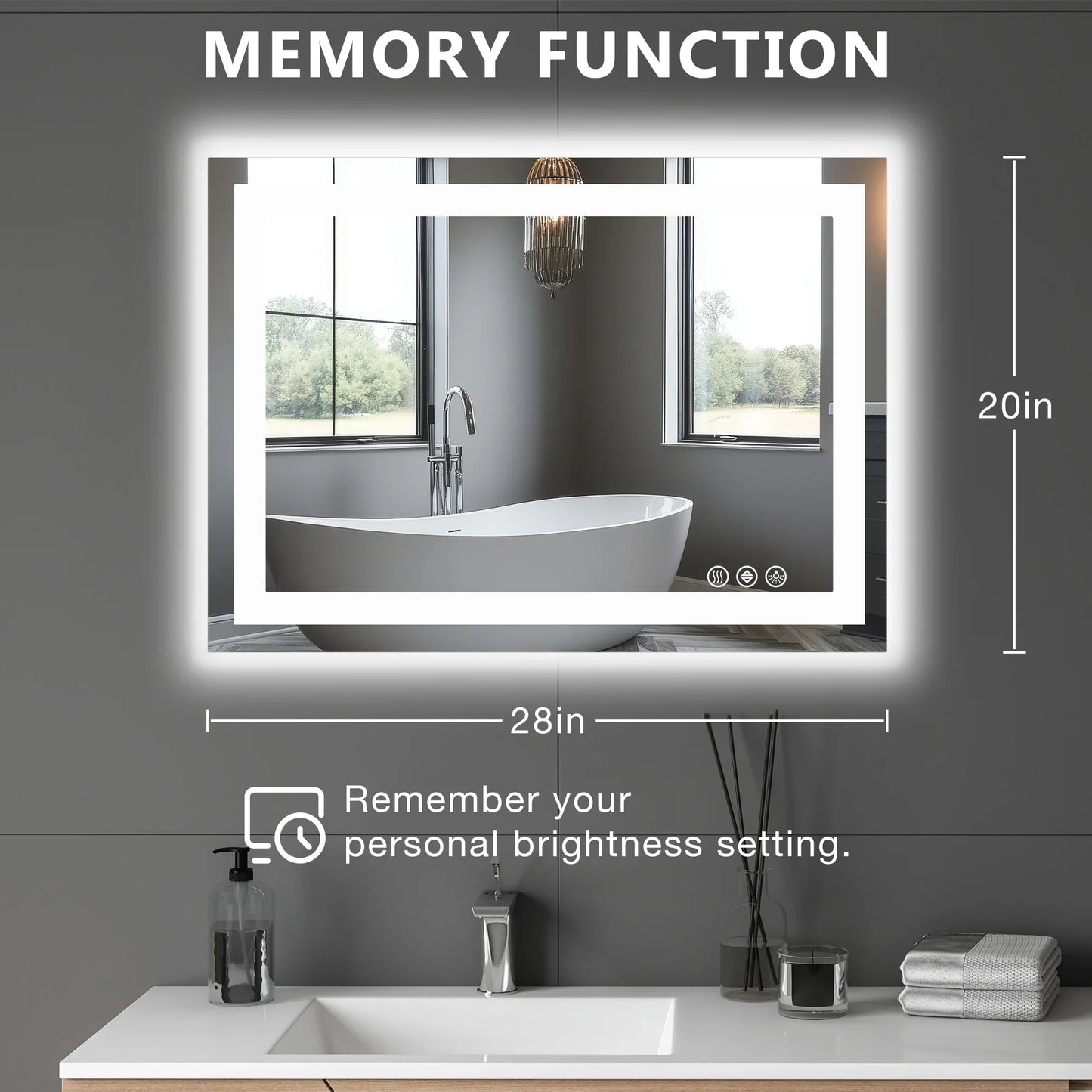 Aesthetic LED Vanity Mirror – 3 Lighting Modes, Touch Sensor, Anti-Fog - Shop Modiqa