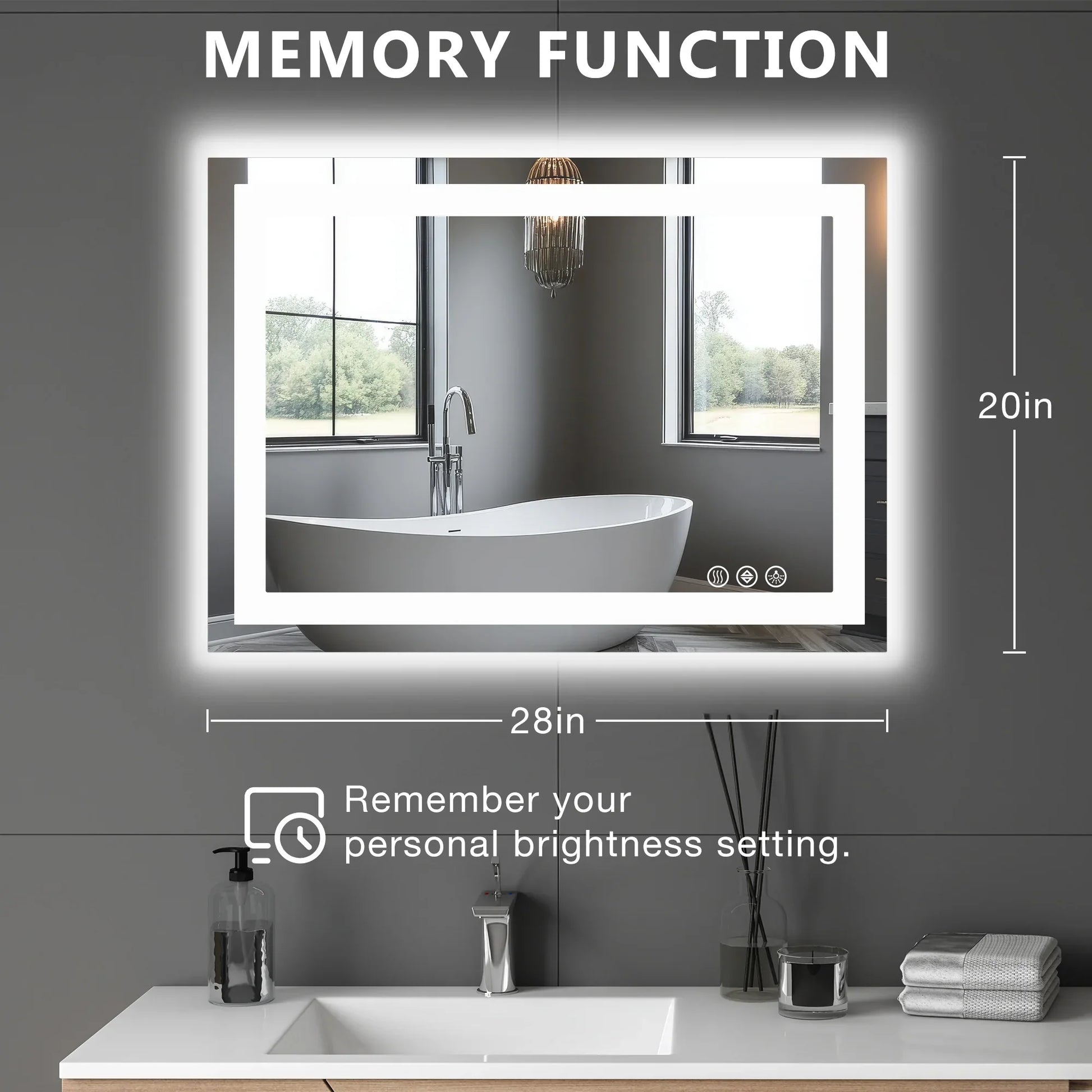 Aesthetic LED Vanity Mirror – 3 Lighting Modes, Touch Sensor, Anti-Fog - Shop Modiqa