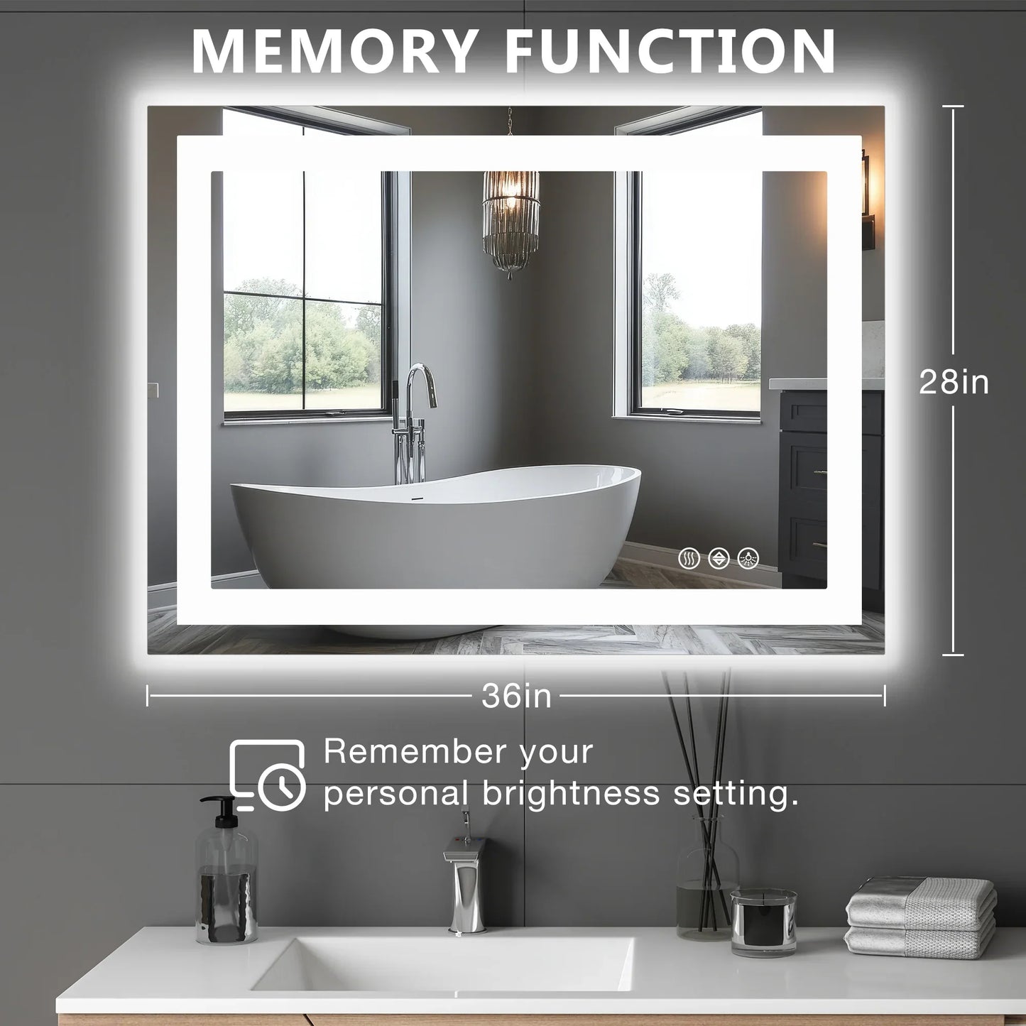 Aesthetic LED Vanity Mirror – 3 Lighting Modes, Touch Sensor, Anti-Fog - Shop Modiqa