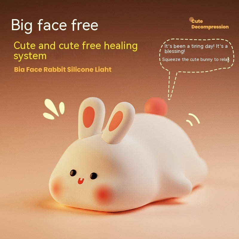 Big Face Rabbit Silicone Night Light & Bedside Lamp, Home Decor