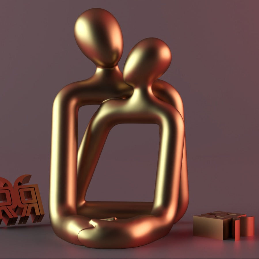 Heartwarming Loving Couple Resin Statue - A Timeless Modern Home Decor Accent