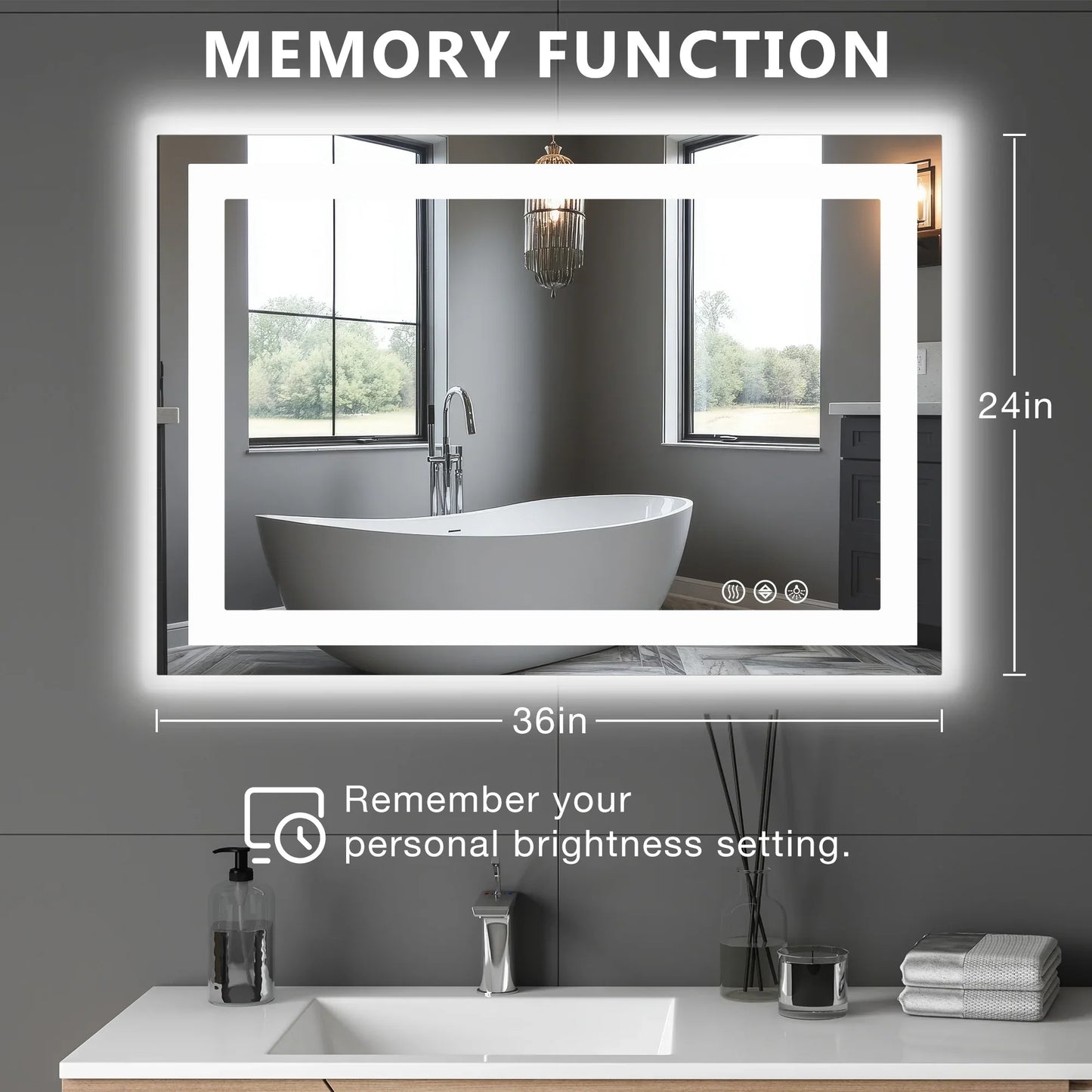 Aesthetic LED Vanity Mirror – 3 Lighting Modes, Touch Sensor, Anti-Fog - Shop Modiqa